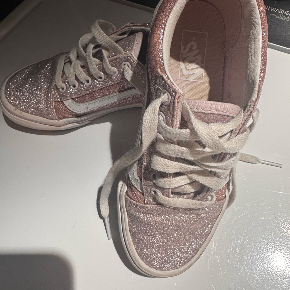 Vans Kids Sparkly Sneakers - Pink and White